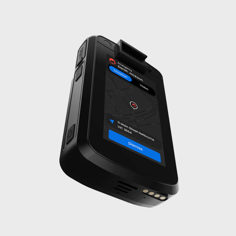 Duress Eagle, body-worn camera and safety device; declaring an emergency on-screen, ideal for lone workers.