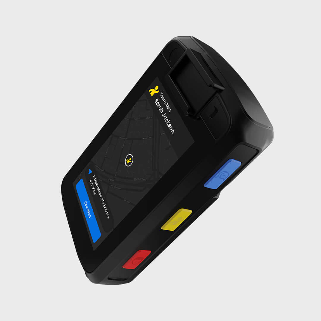 Duress Eagle body-worn camera and safety device with alerting internal team feature, ideal for frontline teams.