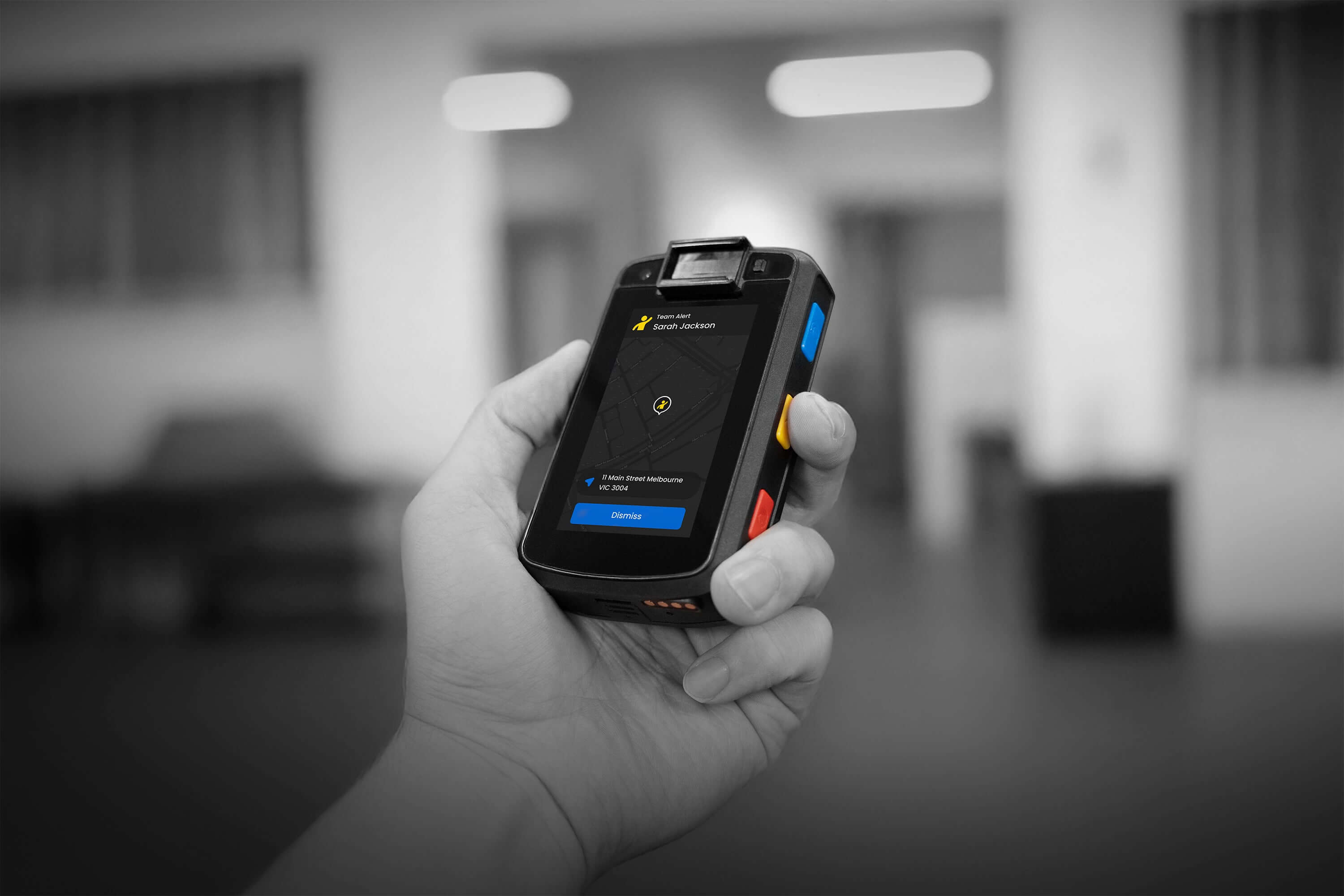 Emergency alert system using Eagle body cam and GPS-enabled duress button system