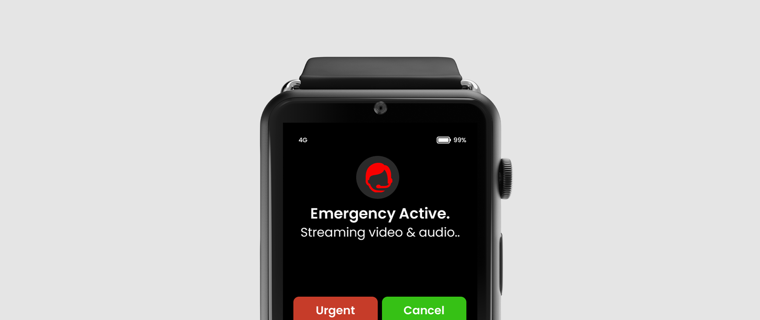 Duress emergency button on Duress Falcon for 24/7 emergency monitoring and GPS Tracking.