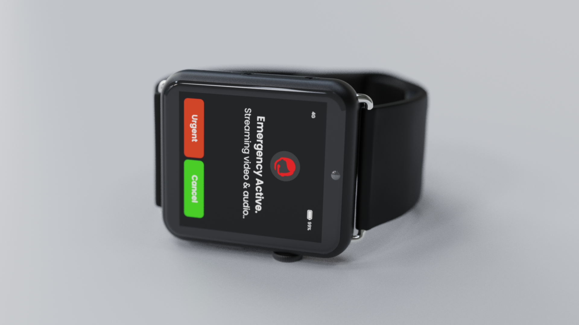 Duress emergency button on Duress Falcon for 24/7 emergency monitoring and GPS Tracking.