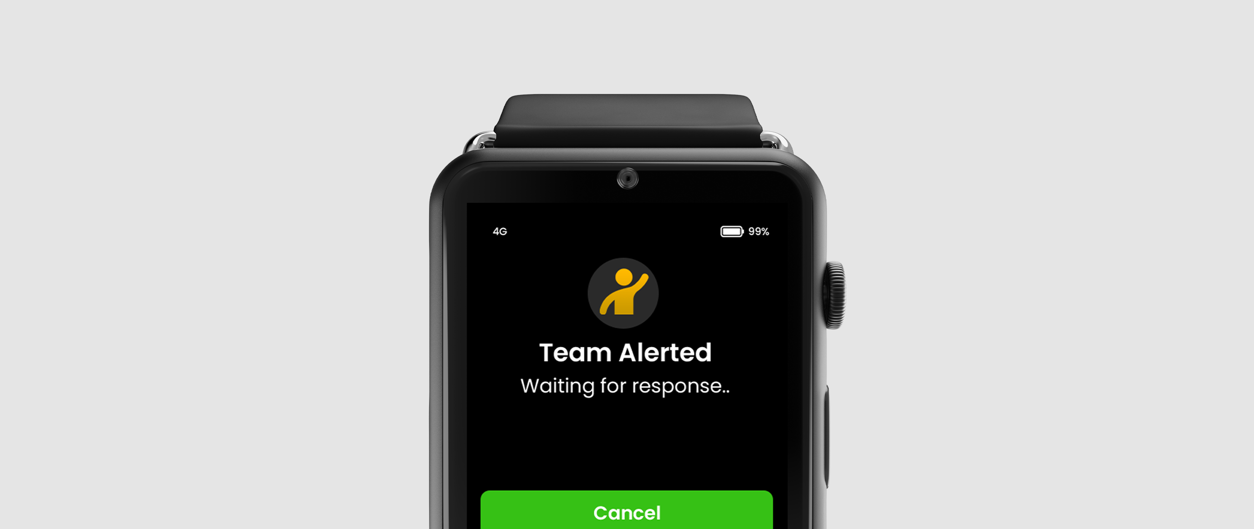 Internal team notifications on Duress Falcon safety device, with GPS tracking.