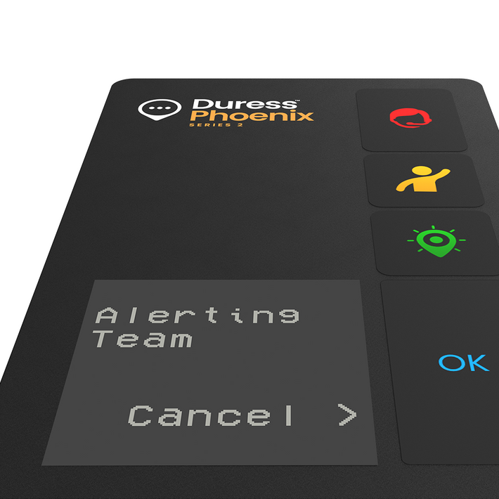 Duress Phoenix device with alerting internal team feature, ideal for frontline and lone worker safety