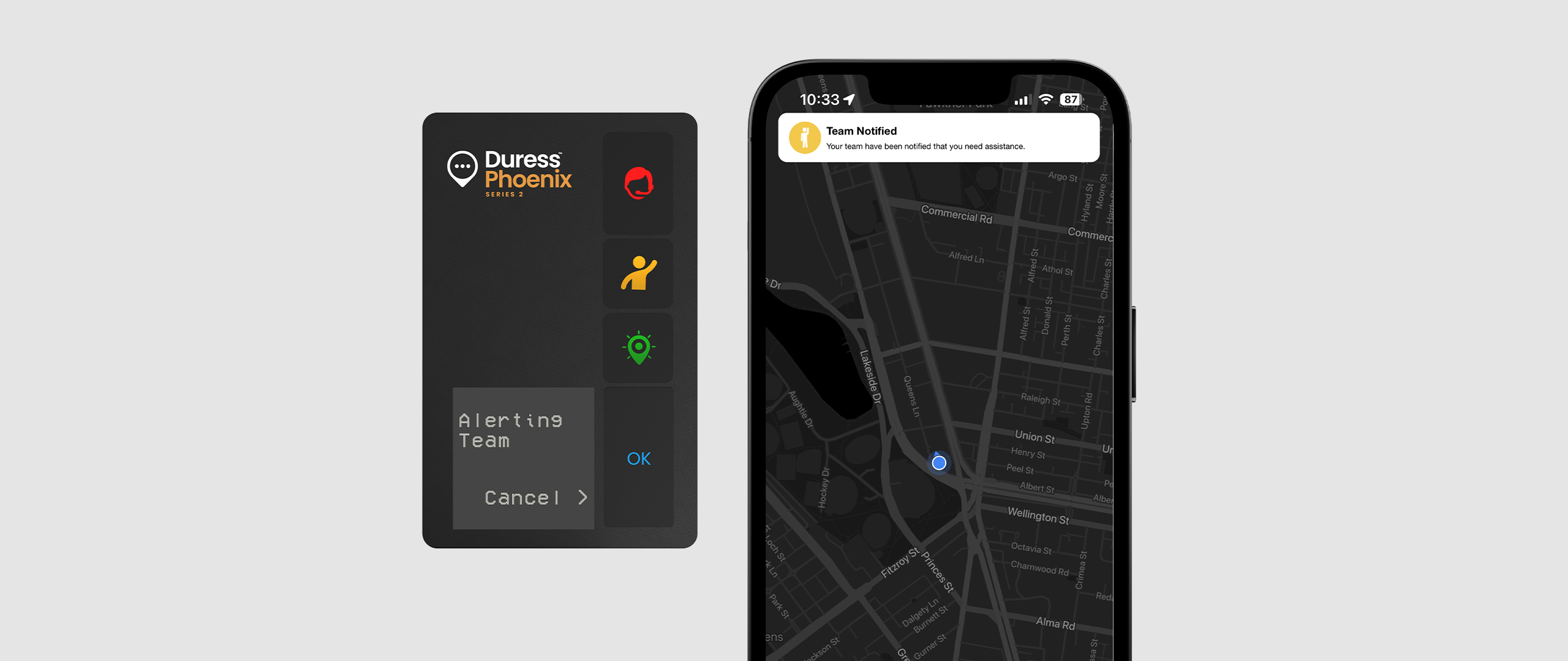 Duress App and Duress Phoenix with internal team notifications, ideal for frontline and lone workers