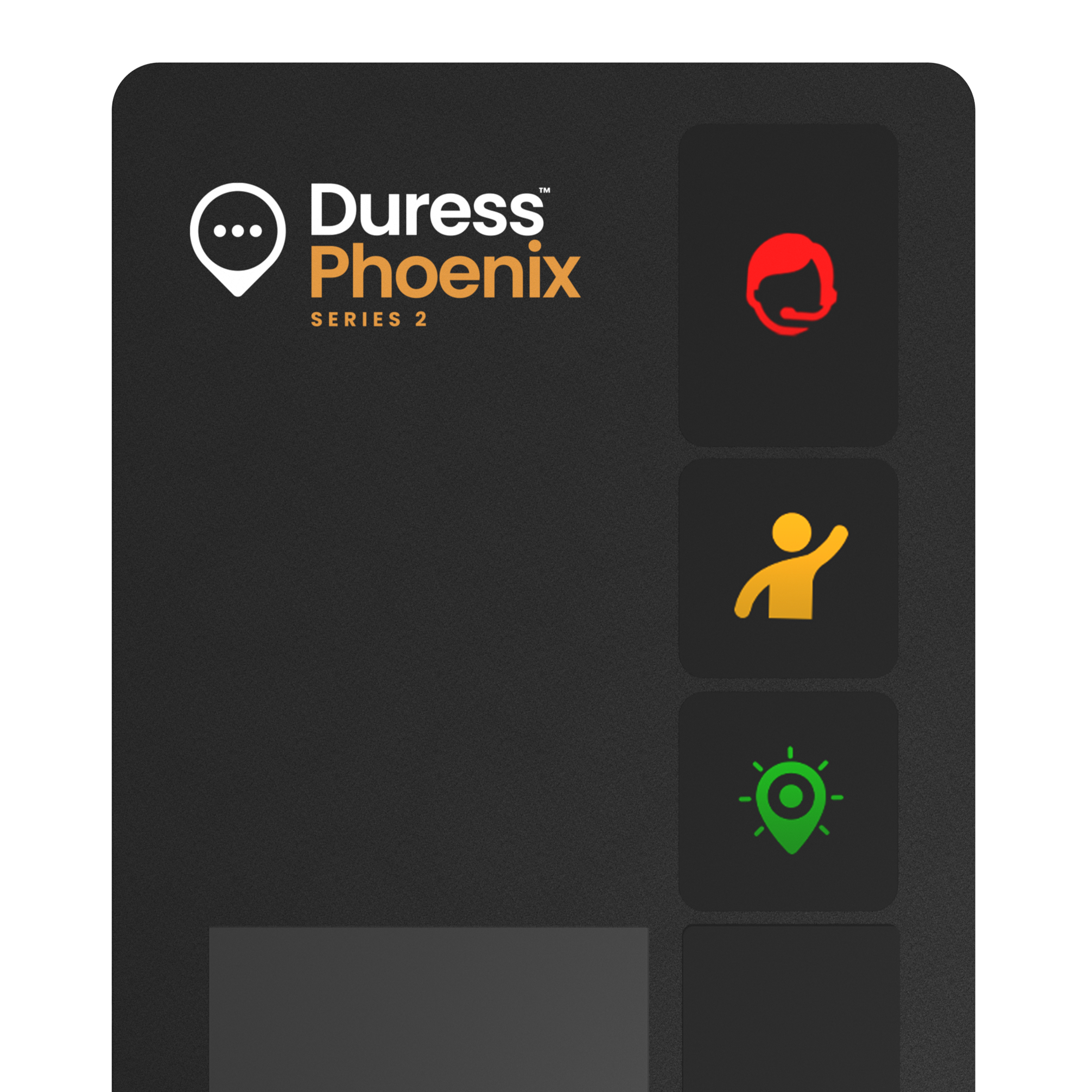 Duress Phoenix our discrete safety device, the size of a credit card and perfect as a lone worker safety device