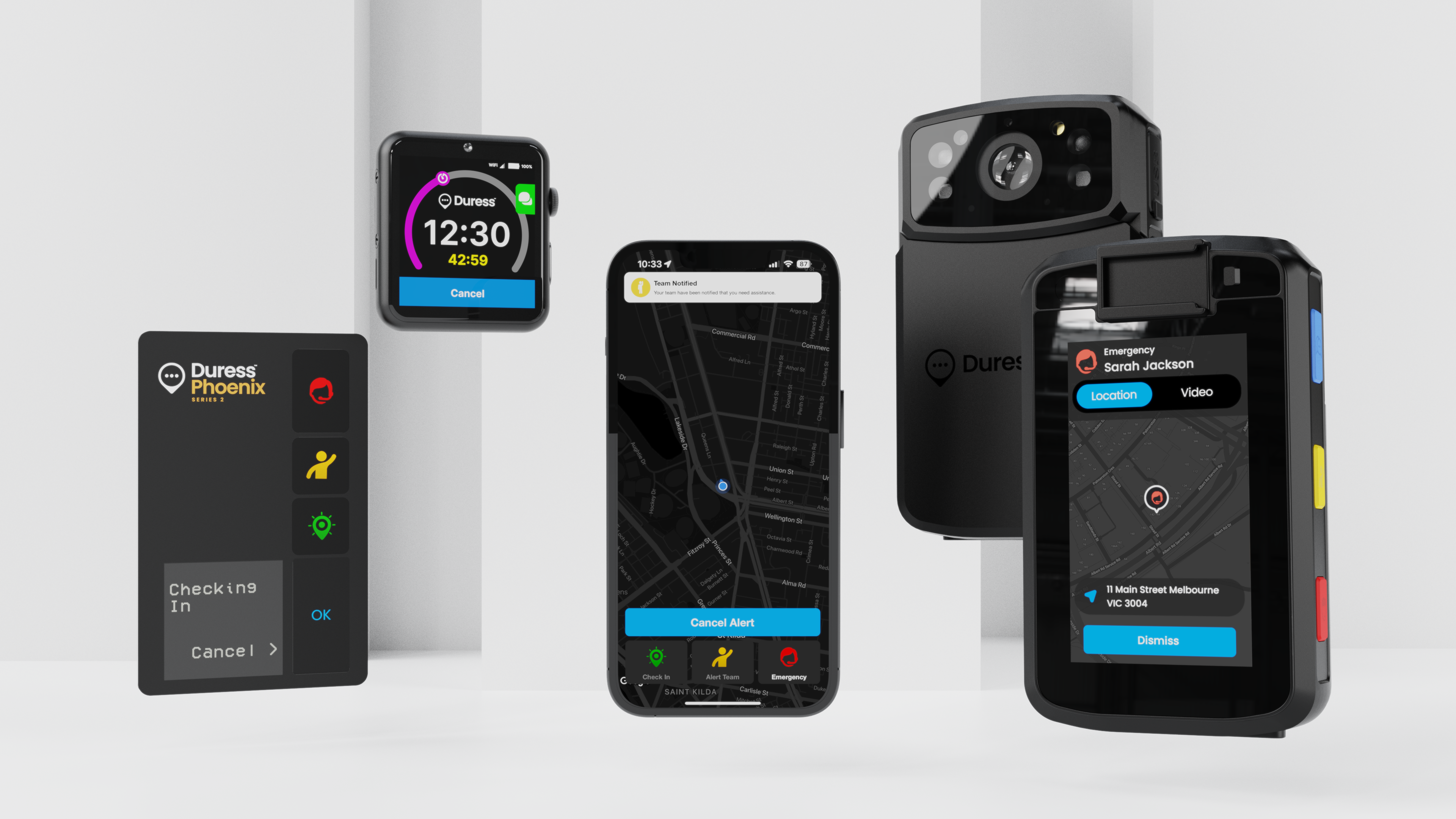 Duress Solution is a one-stop shop for team safety; body-worn cameras, safety devices, duress apps, and more. 